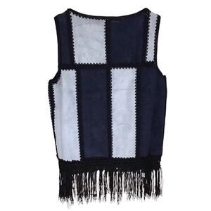 Black and White Fringe Vest